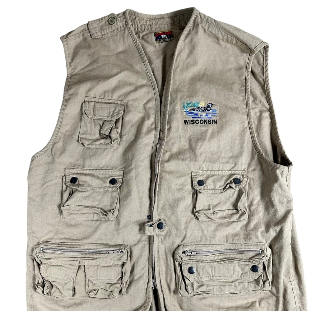 Polar Graphics Tan Utility Vest Men's M Multiple Pockets Wisconsin‎ Duck